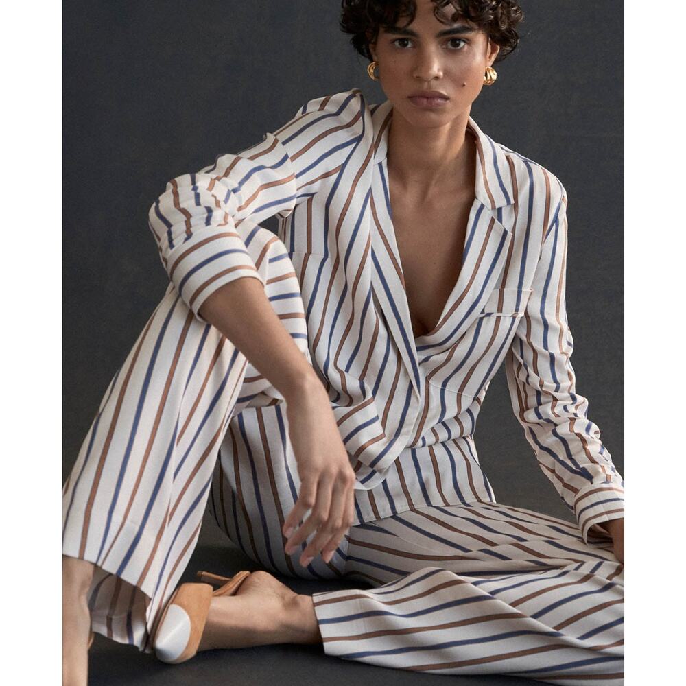 Veronica Beard Grigore striped twill wide-leg pants